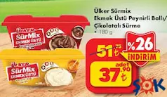 ÜLKER SÜRMİX EKMEK ÜSTÜ PEYNİRLİ BALLI/ÇİKOLATALI SÜRME 180 G fiyat ve kampanya bilgisi